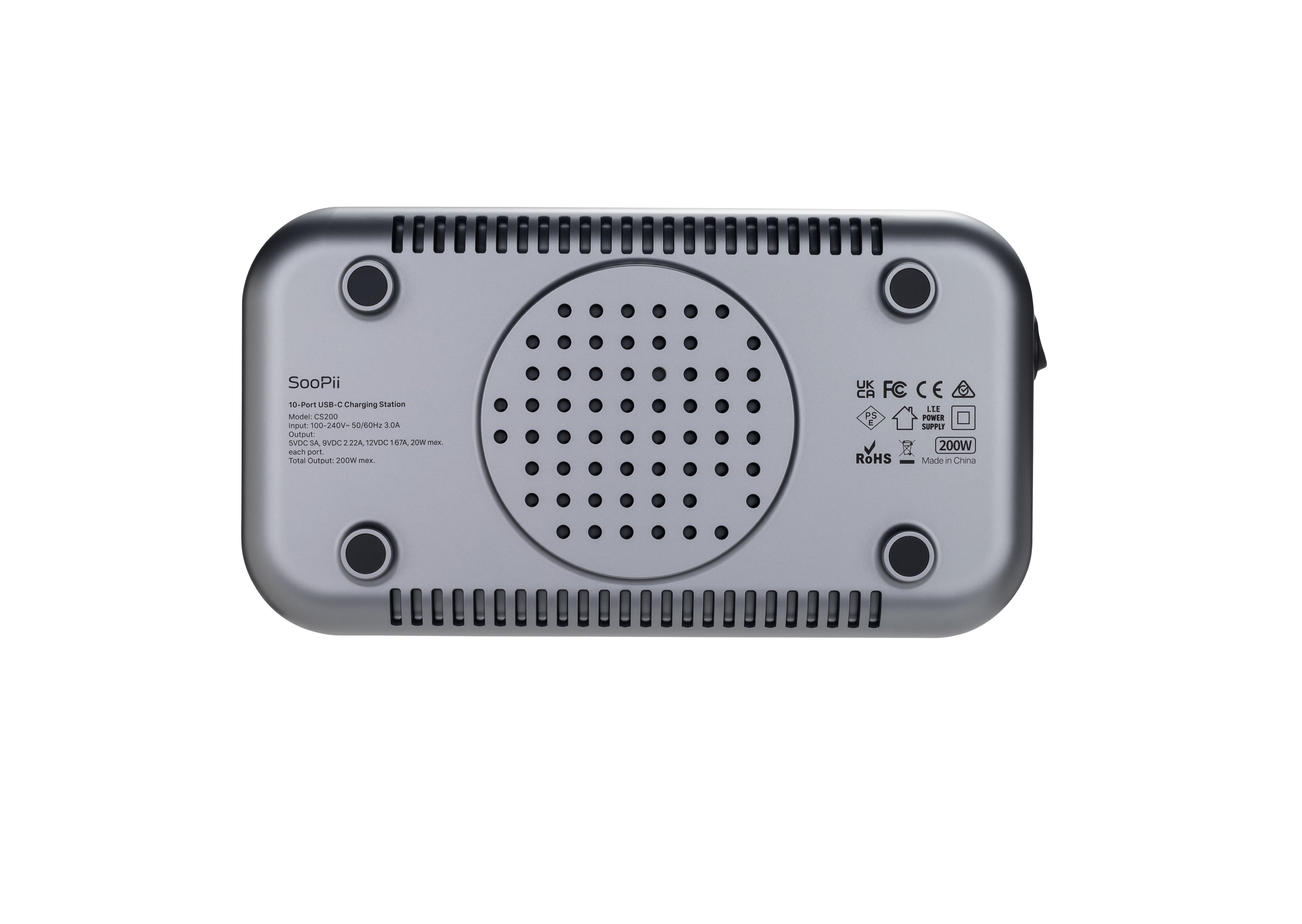 CS200 Charging Station(200W,10 Ports,10PD) with 10 mixed cables — Fast charging feature