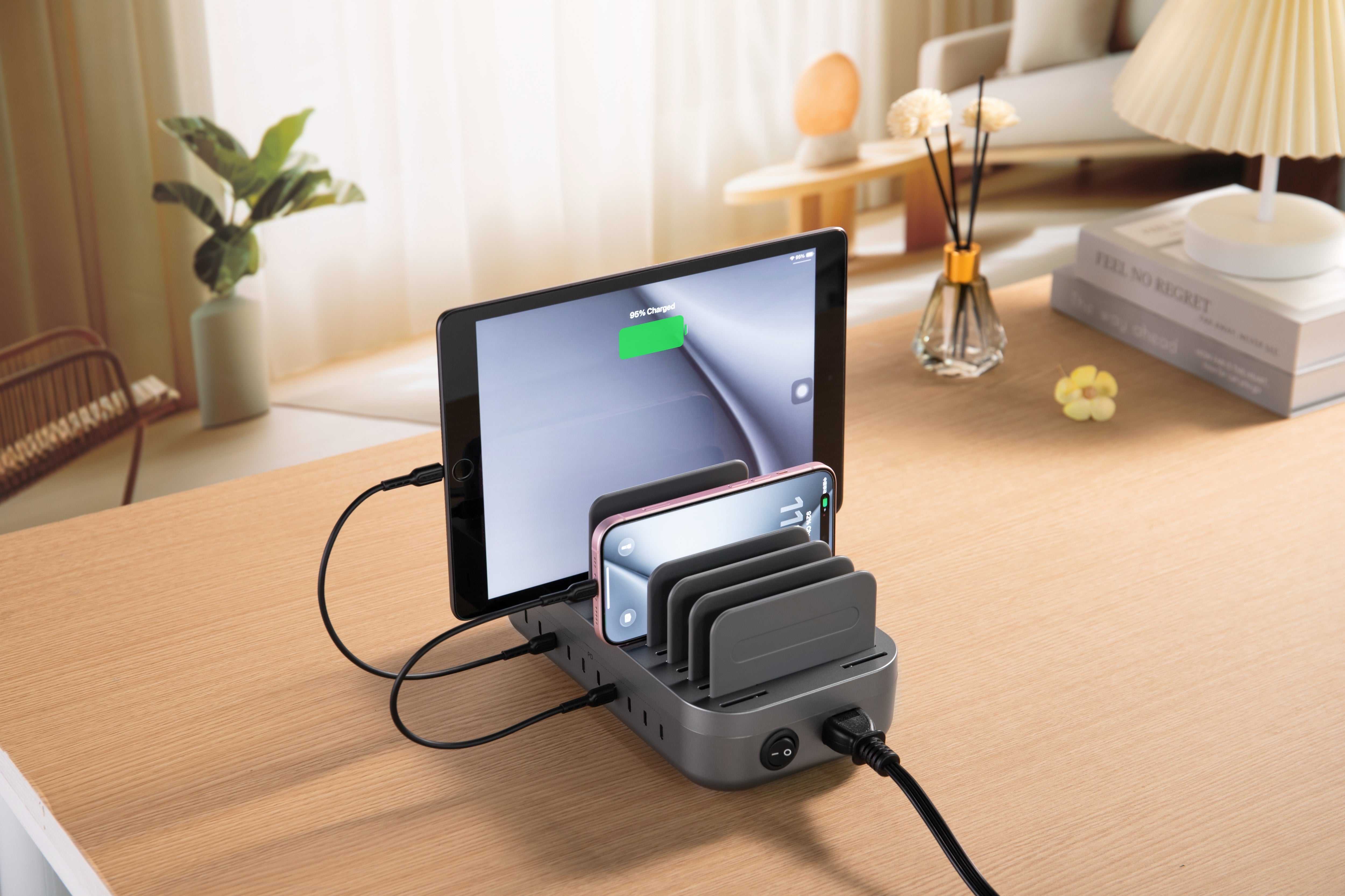CS200 Charging Station(200W,10 Ports,10PD) with 10 mixed cables — Safety protection