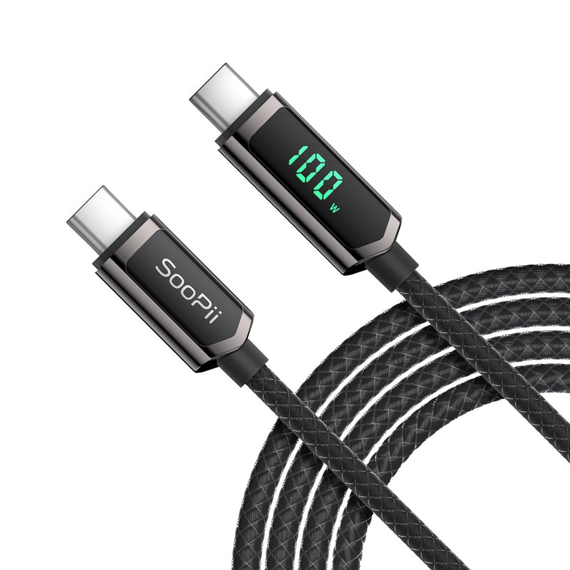 SooPii S08 USB-C auf USB-C Kabel (1,2m, 100W, Leistungsanzeige, Nylon-Ummantelung)