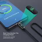 SooPii S08 USB-C to USB-C cable 1.2m with nylon braid, 100W wattage display for fast charging and data transfer.