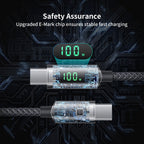 SooPii S08 USB-C to USB-C cable 1.2m with nylon braid, 100W power delivery, wattage display, black color