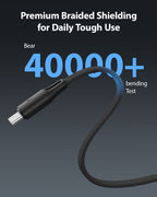 60W Flat Braided Short USB-C Cable 6-Pack with Clip — Fast charging feature