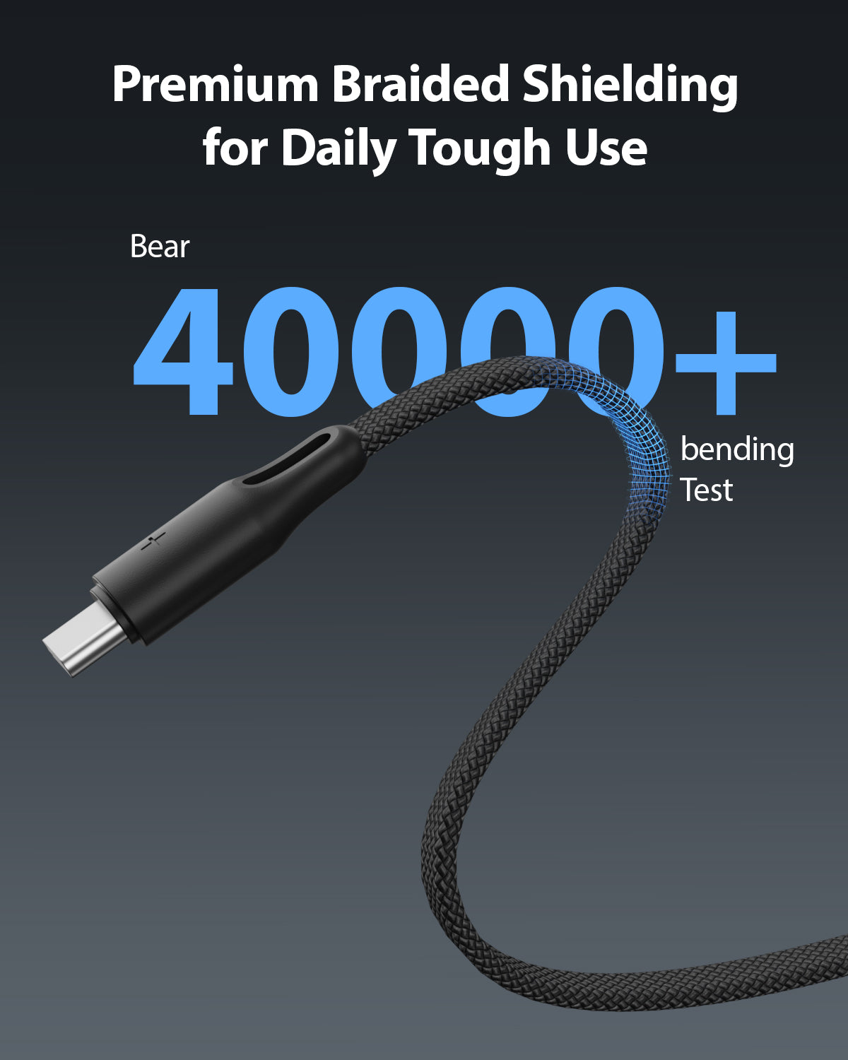 60W Flat Braided Short USB-C Cable 6-Pack with Clip — Fast charging feature