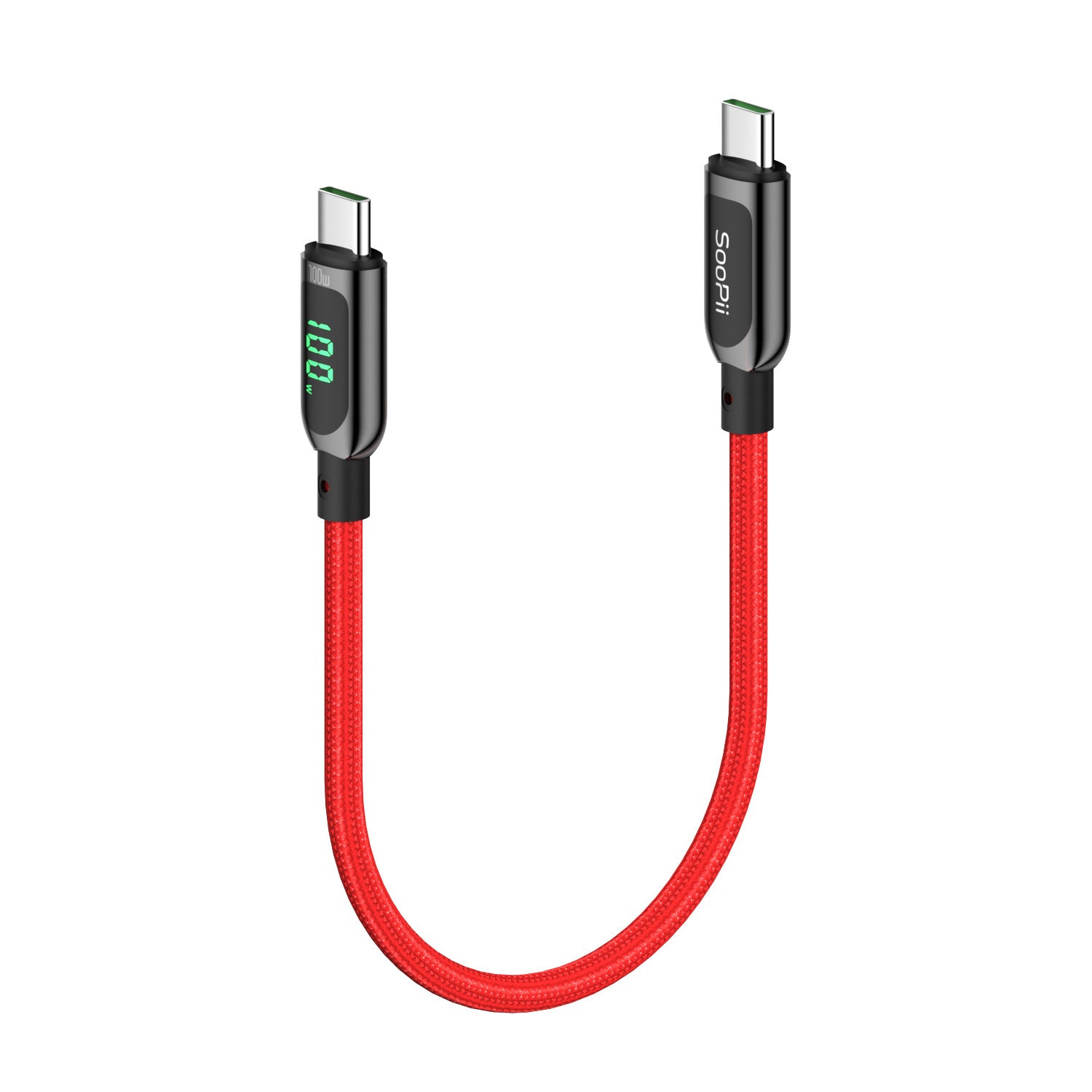S10CC 100W USB-C Cable, LED Wattage Display, Nylon Braided — Detail 10