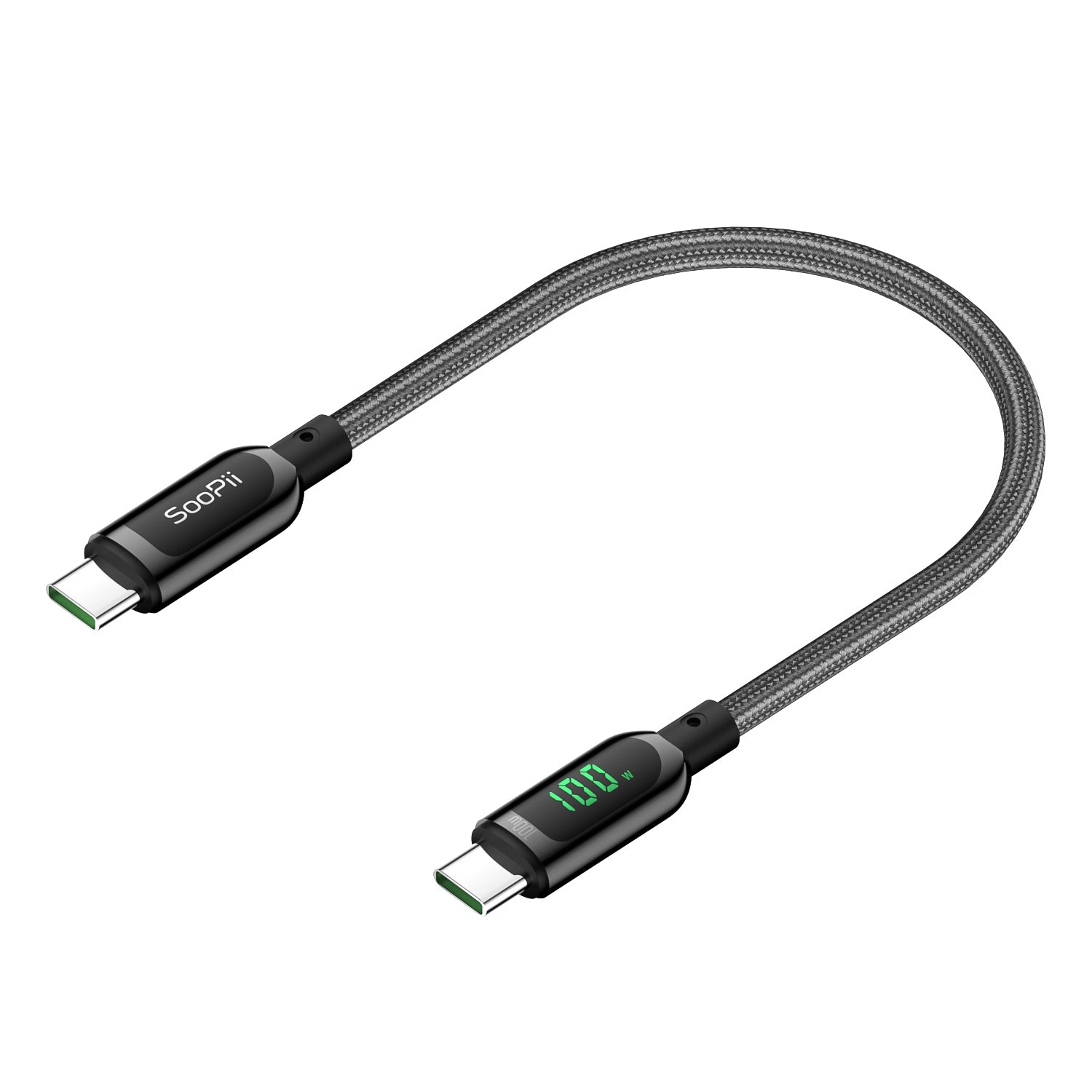 S10CC 100W USB-C Cable, LED Wattage Display, Nylon Braided — Detail 12