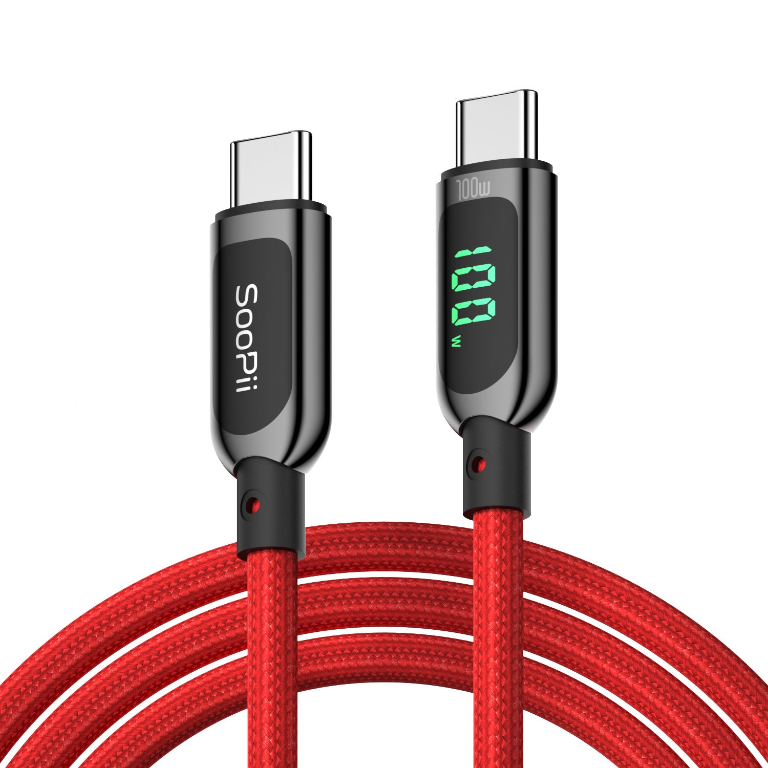 S10CC 100W USB-C Cable, LED Wattage Display, Nylon Braided — Detail 11