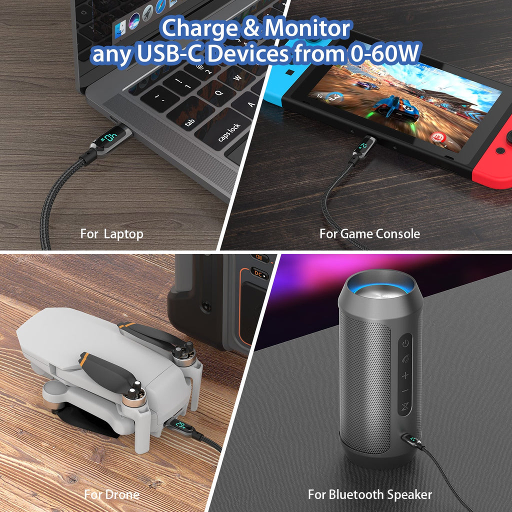 SooPii S10 USB-C to USB-C cable with 1.2m length, 100W power support, nylon-braided design, and wattage display.