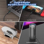 SooPii S10 USB-C to USB-C cable with 1.2m length, 100W power support, nylon-braided design, and wattage display.
