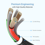 SooPii S10 USB-C to USB-C cable with 1.2m length, 100W wattage display, nylon-braided design for durability