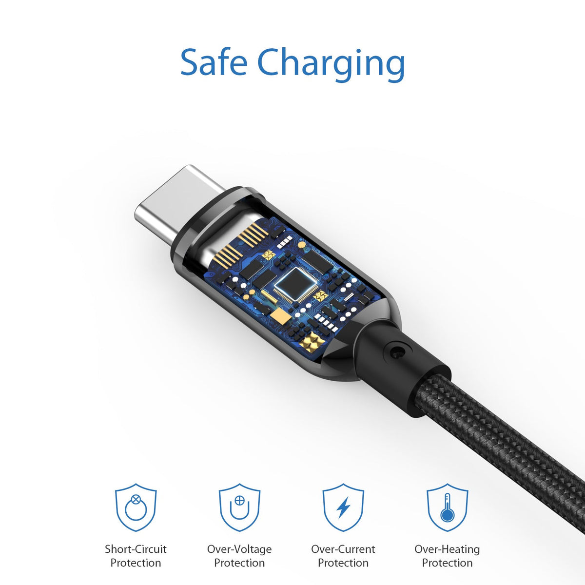 SooPii S10 USB-C to USB-C cable with 1.2m length, 100W power, wattage display, and nylon-braided design