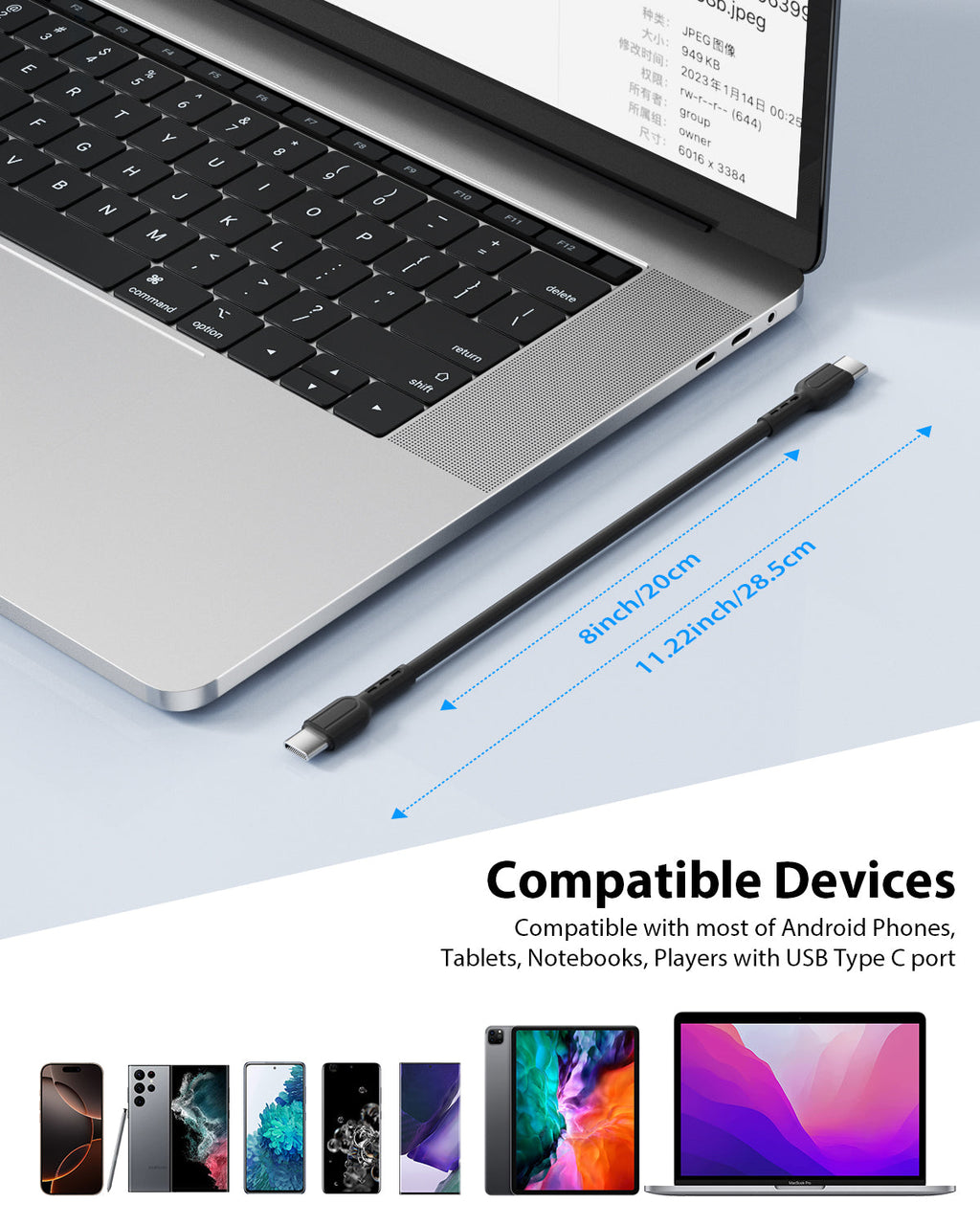 60W Short USB-C to USB-C Cable 6-Pack 8-Inch — Detail 12