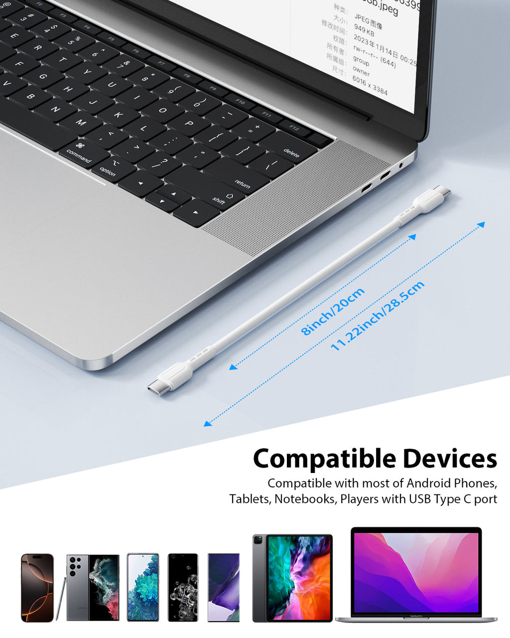 60W Short USB-C to USB-C Cable 6-Pack 8-Inch — Detail 21