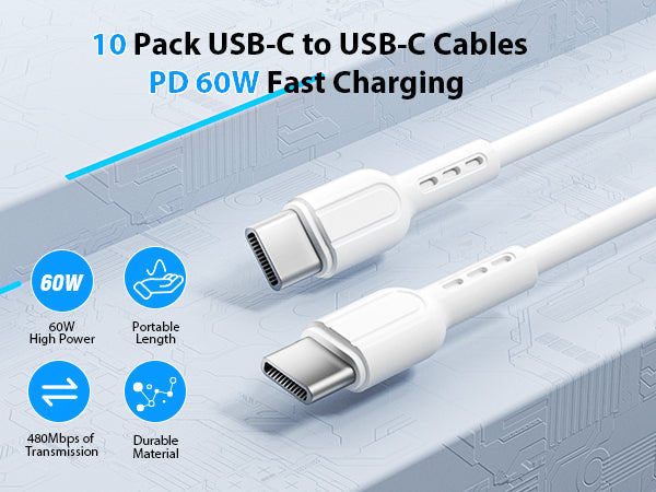 60W Short USB-C to USB-C Cable 6-Pack 8-Inch — Detail 13