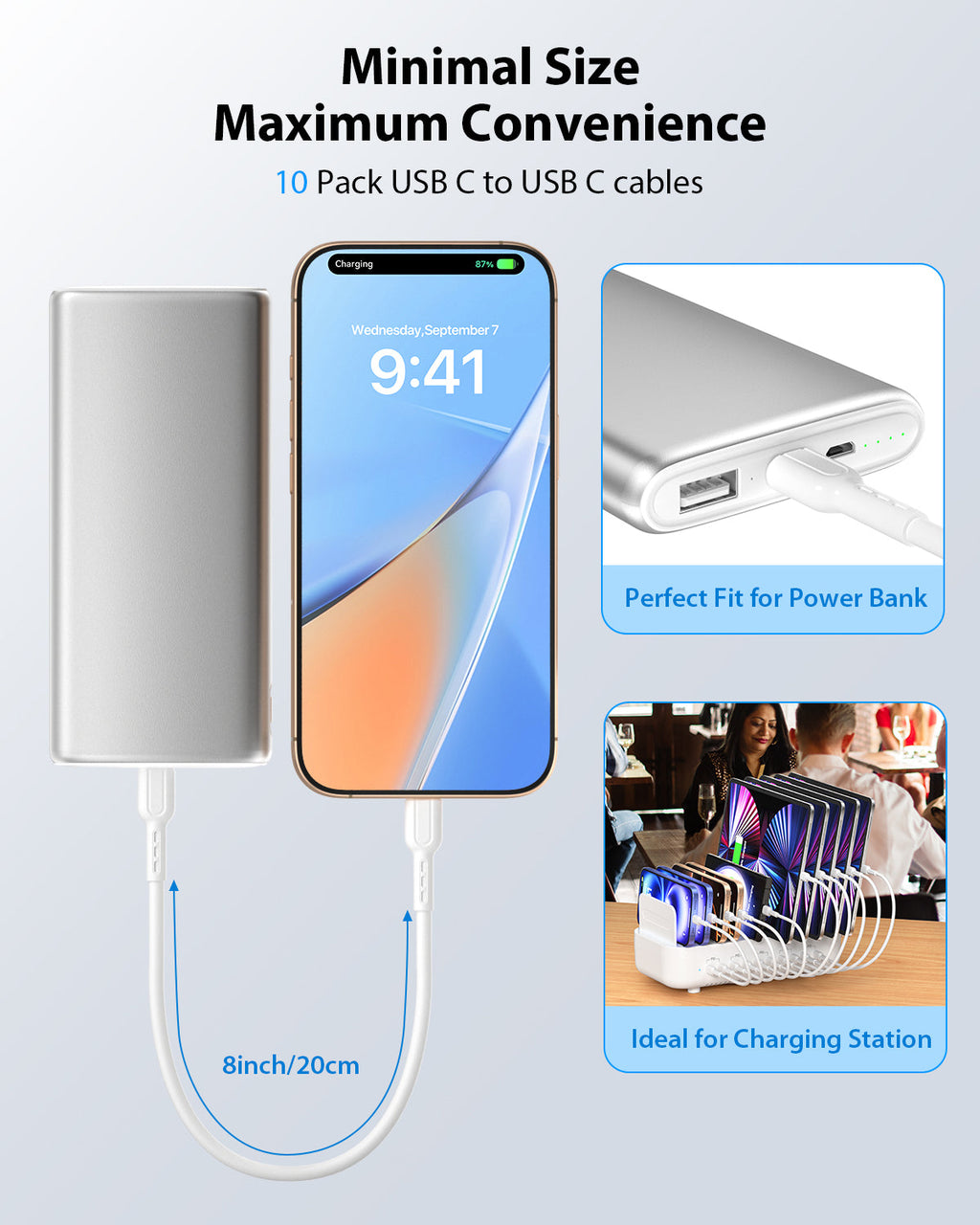 60W Short USB-C to USB-C Cable 6-Pack 8-Inch — Detail 18