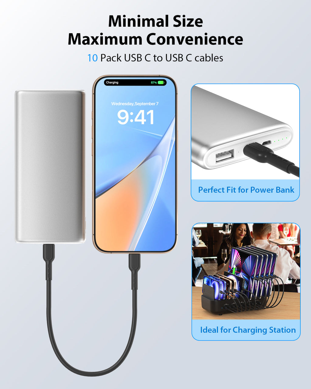 60W Short USB-C to USB-C Cable 6-Pack 8-Inch — Detail 19