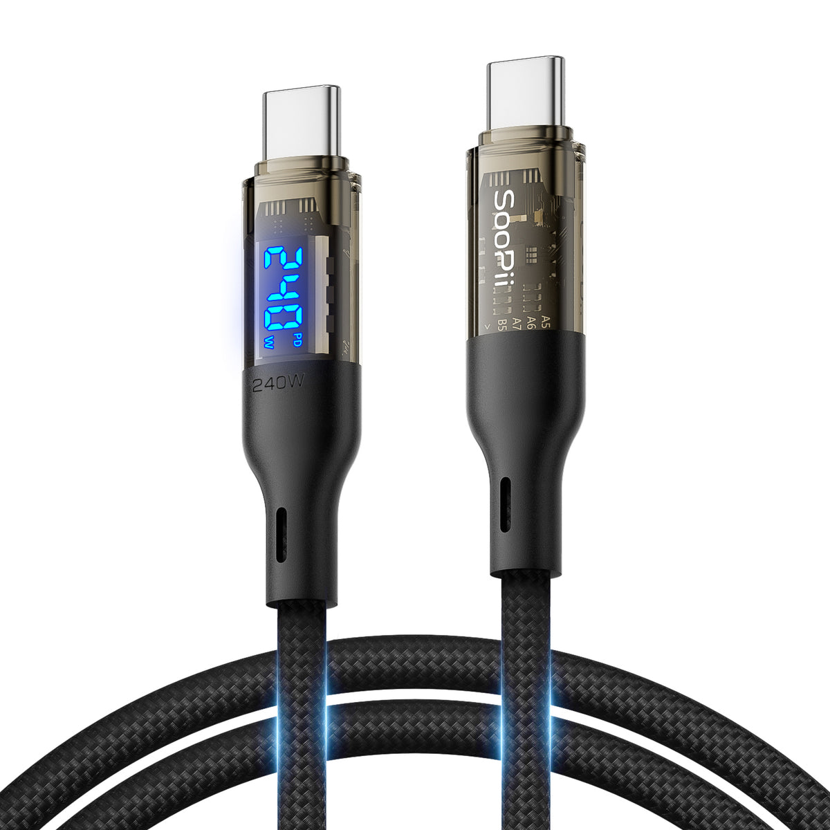 SooPii USB-C Cable Transparent LED S45CC - Product detail view