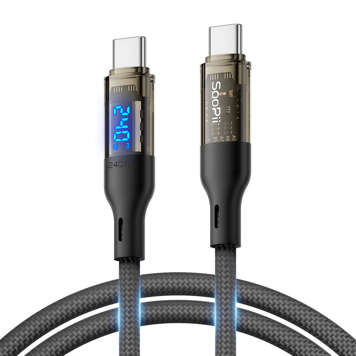 SooPii USB-C Cable Transparent LED S45CC - Product detail view
