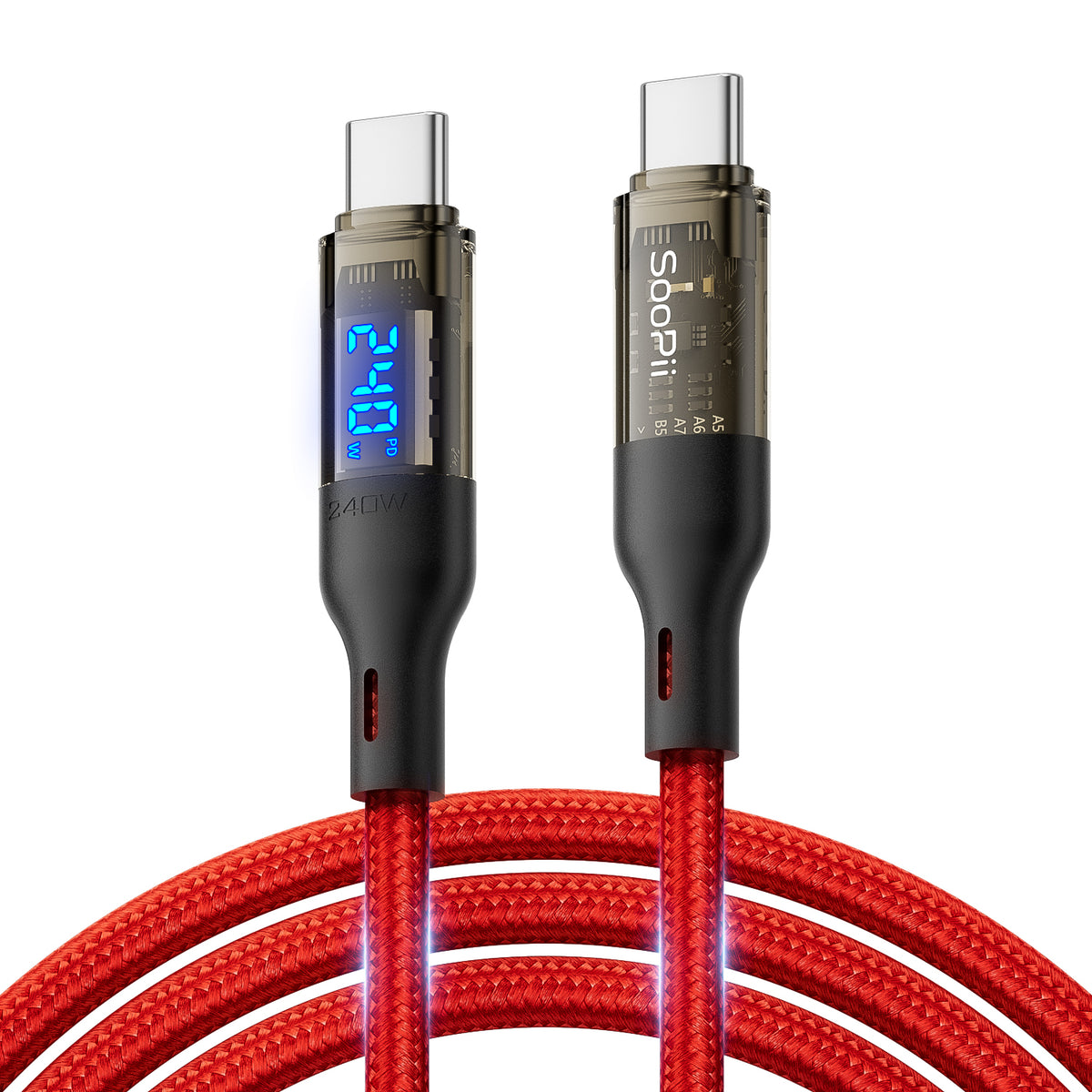 SooPii USB-C Cable Transparent LED S45CC - Product detail view
