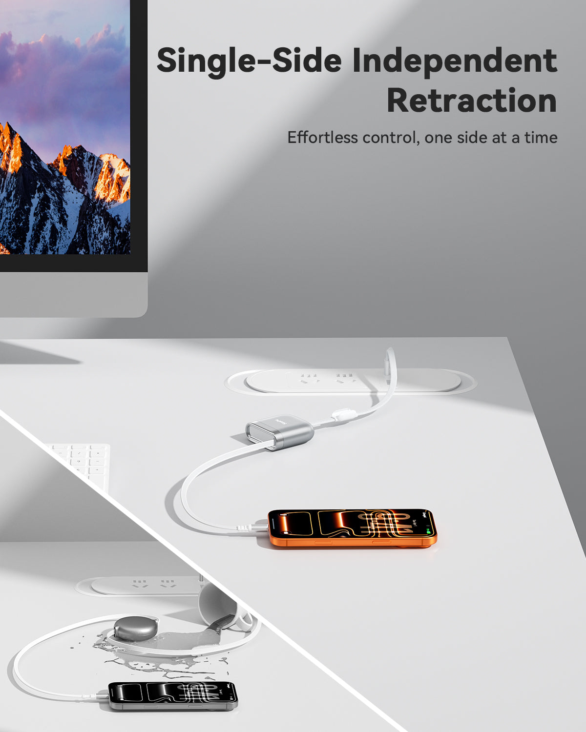 SooPii S96 240W retractable USB-C cable — extended length view