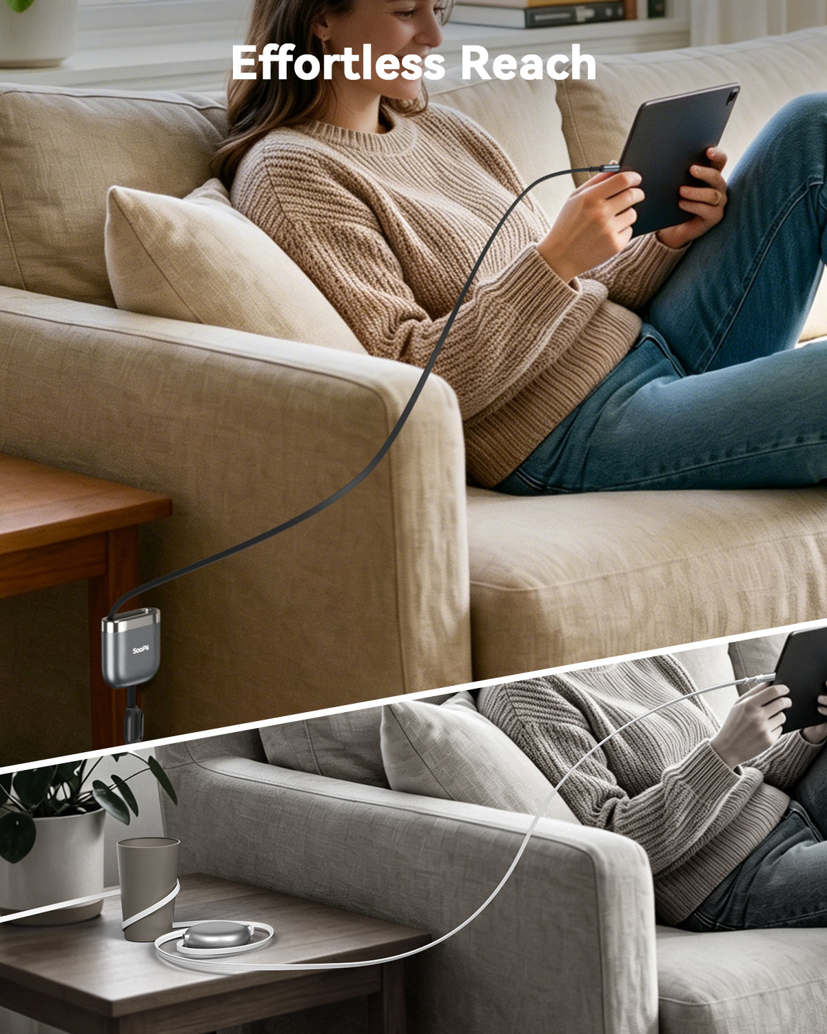 240W Retractable USB-C Cable with Magnetic Slot Single-Pull — Size and dimensions
