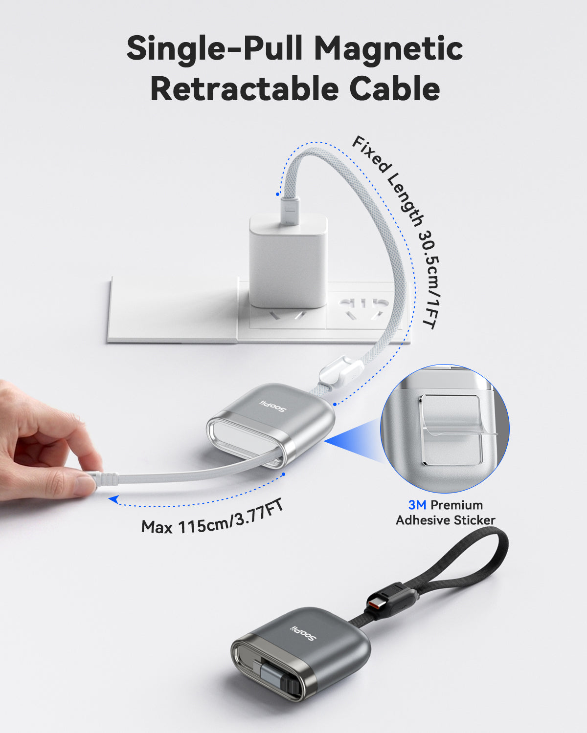240W Retractable USB-C Cable with Magnetic Slot Single-Pull — Detail 10