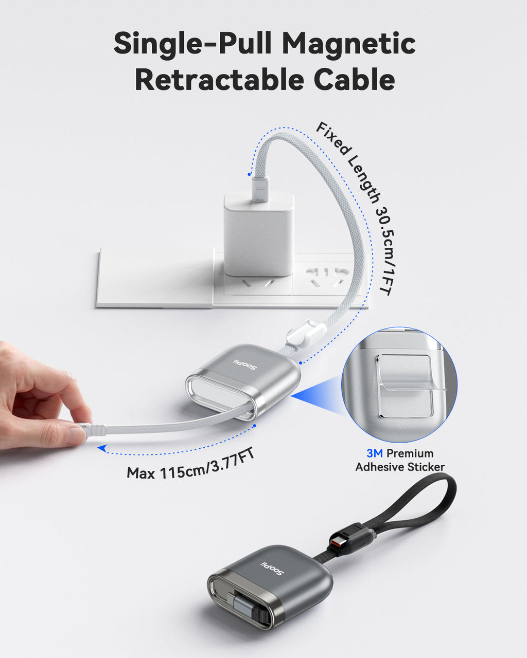 240W Retractable USB-C Cable with Magnetic Slot Single-Pull — Detail 10