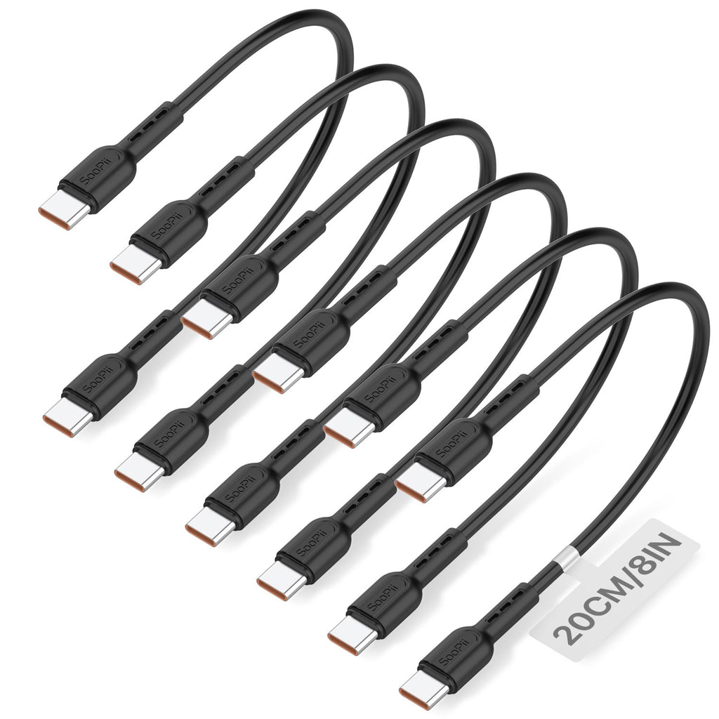60W Short USB-C to USB-C Cable 6-Pack 8-Inch — Ports and connectivity