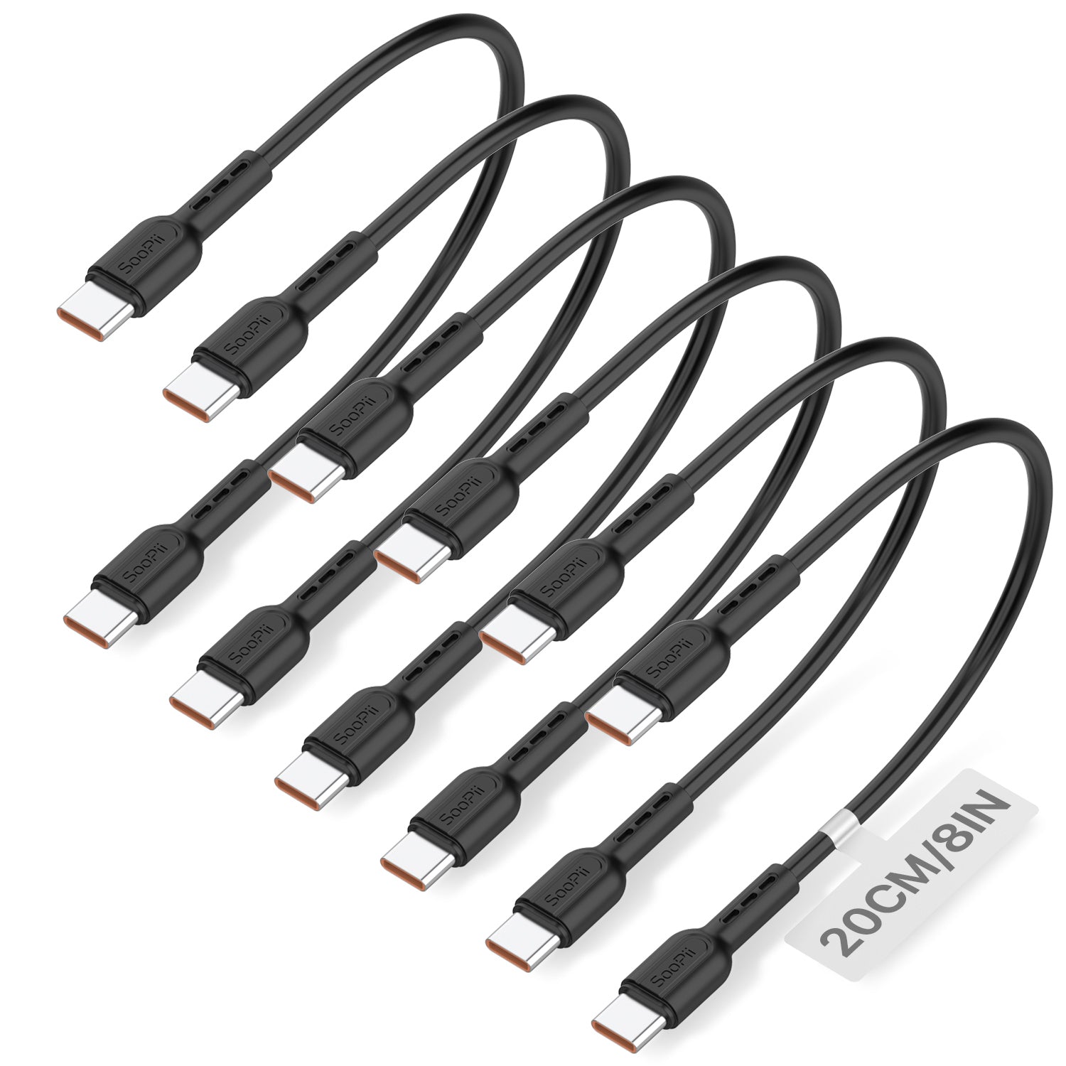 60W Short USB-C to USB-C Cable 6-Pack 8-Inch — Ports and connectivity