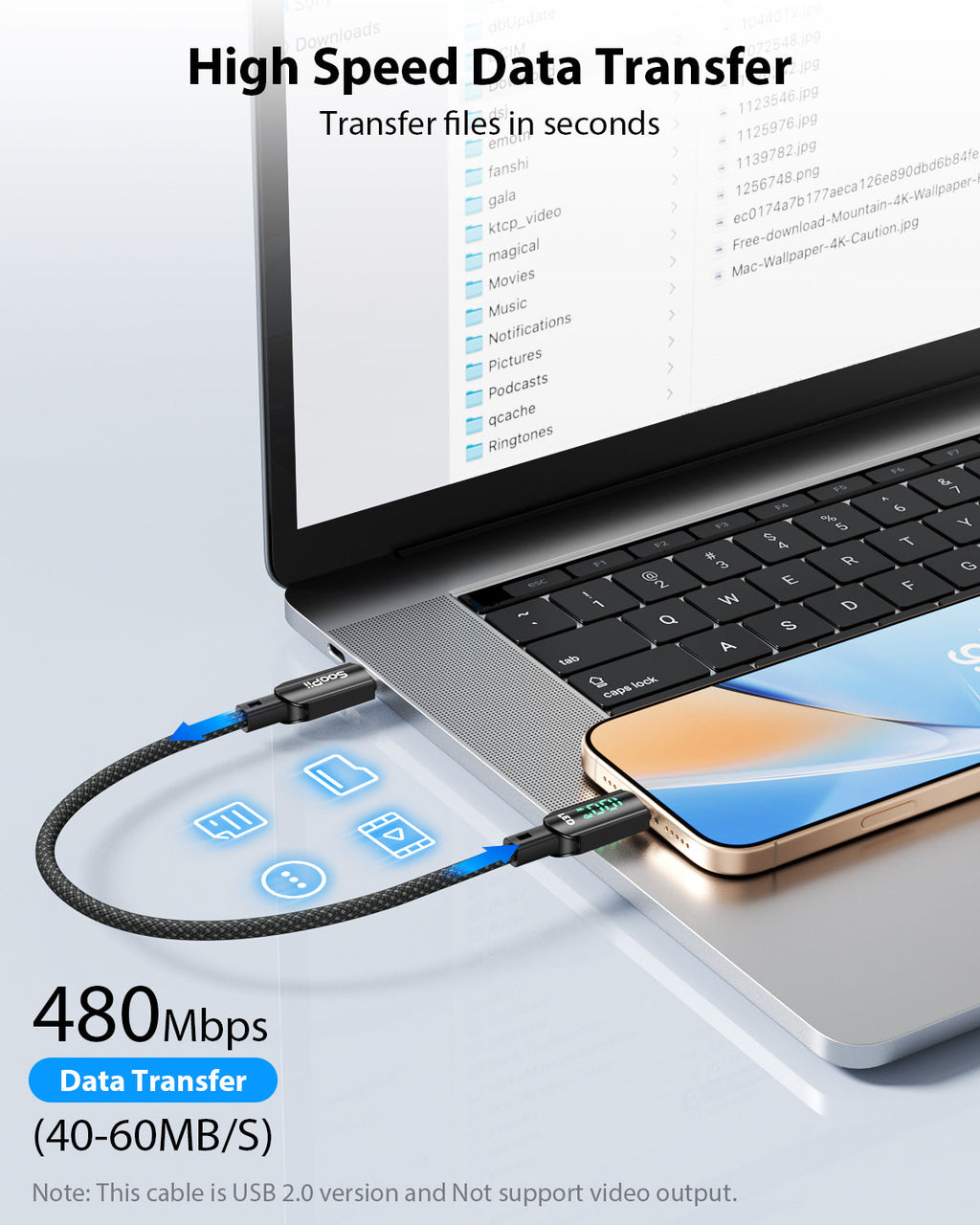 100W 4-Pack Short USB-C Cable with LED Display – 0.7FT Braided — Detail 8