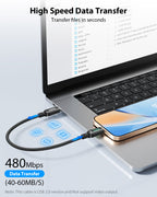 100W 4-Pack Short USB-C Cable with LED Display – 0.7FT Braided — Detail 8