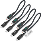 100W 4-Pack Short USB-C Cable with LED Display – 0.7FT Braided — Main product photo