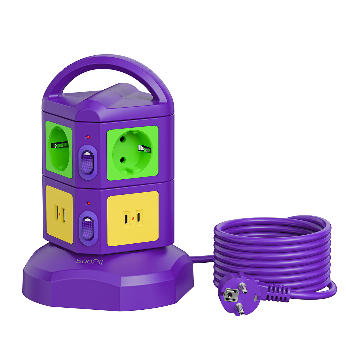 SooPii TPS06 Power Strip Tower with 6 AC Outlets and 4 USB Ports — Feature detail