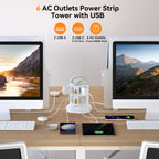 EU-TPS06 2-Tier Power Tower, 6 AC + 4 USB, 4000W — Size and dimensions