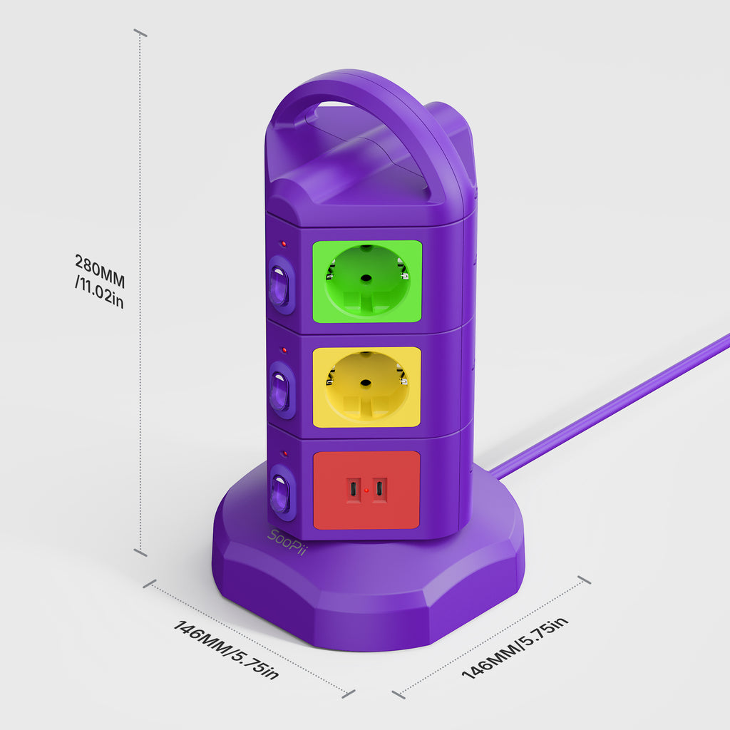 SooPii TPS10 EU power strip tower — product detail
