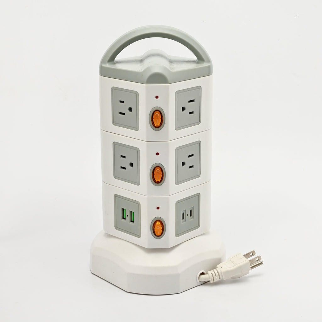 TPS10 Power Strip Tower, 10 Outlets & 4 USB, 1875W — Scene and lifestyle