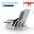 WiV6 Pro 70W 5-Port Charging Station with 15W Wireless Charger, 25W USB-C PD, 5 Cables Included — Scene and lifestyle