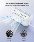 SooPii CS102 charging station with 10 ports and mixed cables, 100W power, 3PD fast charging, shown with connected devices.