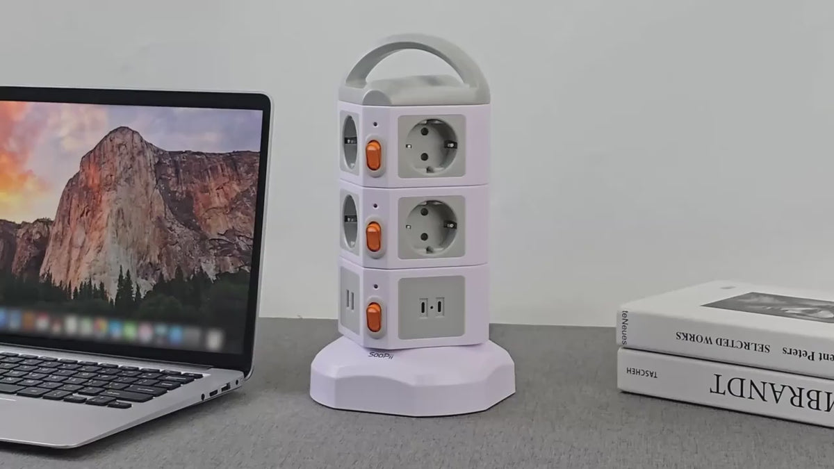 SooPii USB-C Power Strip Tower, 10 Outlets + 4 USB, TPS10 EU