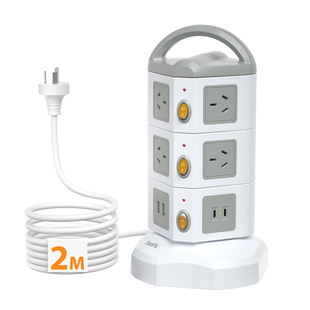 SooPii USB-C Power Strip Tower, 10 Outlets + 4 USB,TPS10