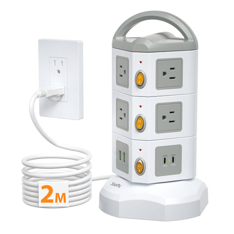 SooPii TPS10 Power Strip Tower with 10 AC Outlets and 4 USB Ports — Main product photo